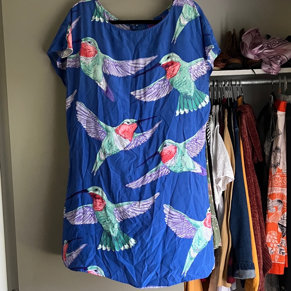 twiggy LONDON Blue Hummingbird Print Midi Dress